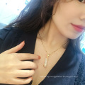 Shangjie OEM kalung Fashion Gold Plated Stainless Steel Necklace Women Rhinestone Necklace Dainty Bamboo Necklace Jewlery